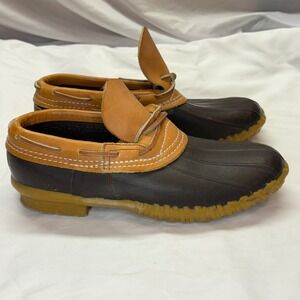 LL Bean Maine Hunting Shoe Womens Blue Rubber Gumshoe Low Duck Boot USA Sz 6